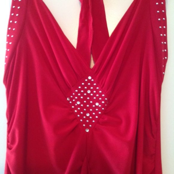 RED SEXY DRESS WITH SEQUINS - SIZE XL - Picture 4 of 6